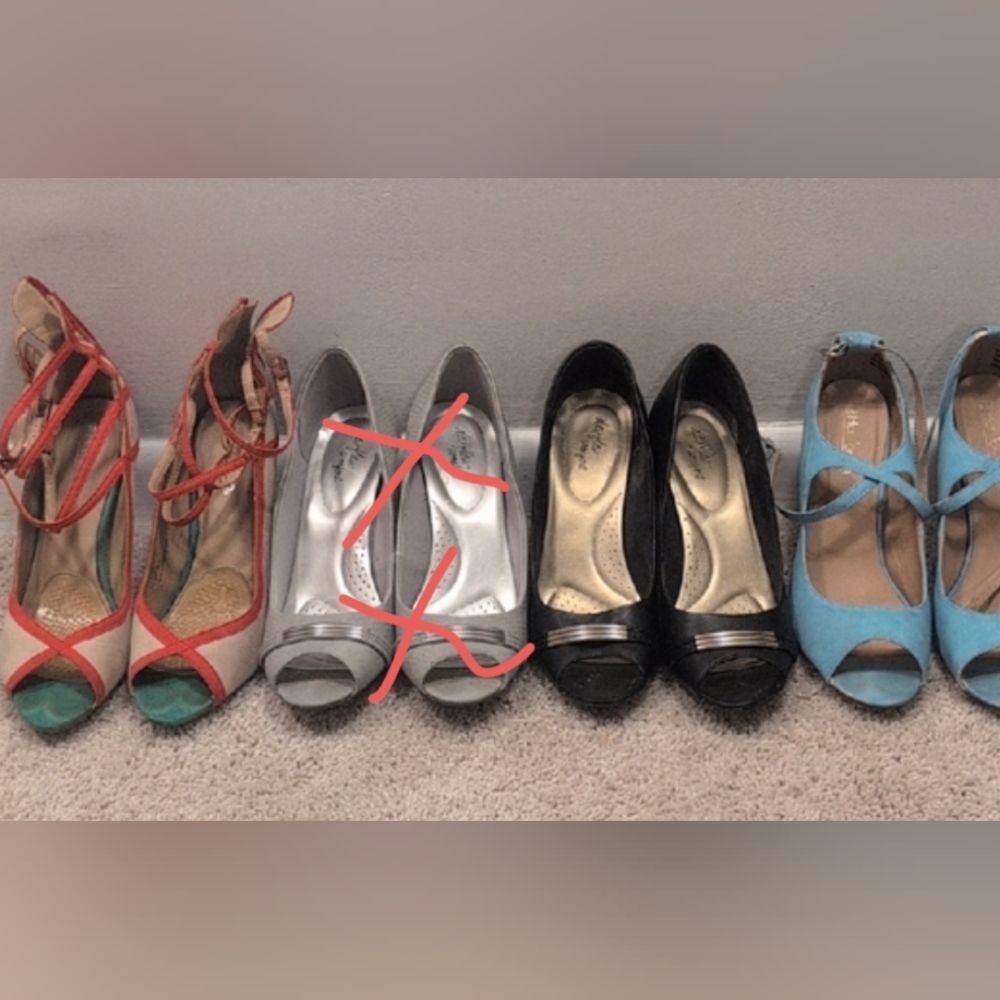 Stylish Women's Shoe Collection - Black, Silver, Blue, Red